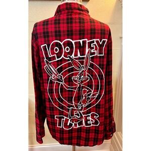 Cakeworthy Looney Tunes Vintage Flannel Bugs Bunny That's‎ All Folks Size L